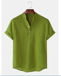 Camisa Henley de Linho Manga Curta