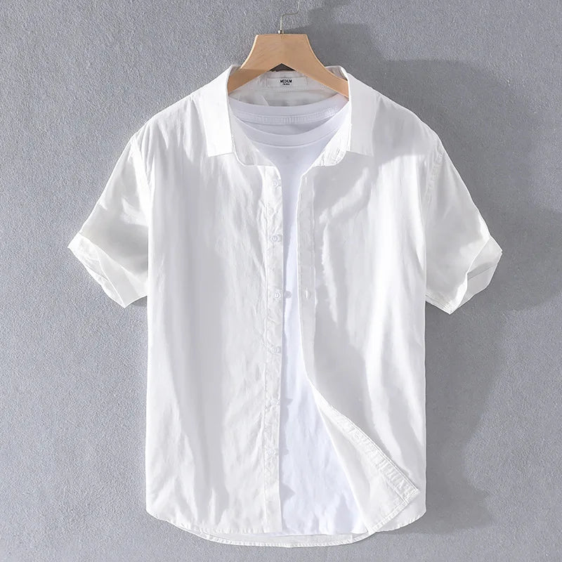 Camisa Clássica de Linho Manga Curta