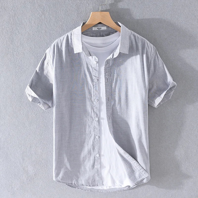 Camisa Clássica de Linho Manga Curta
