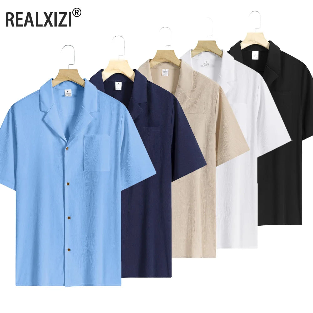 Camisa Lisa de Manga Curta Respirável
