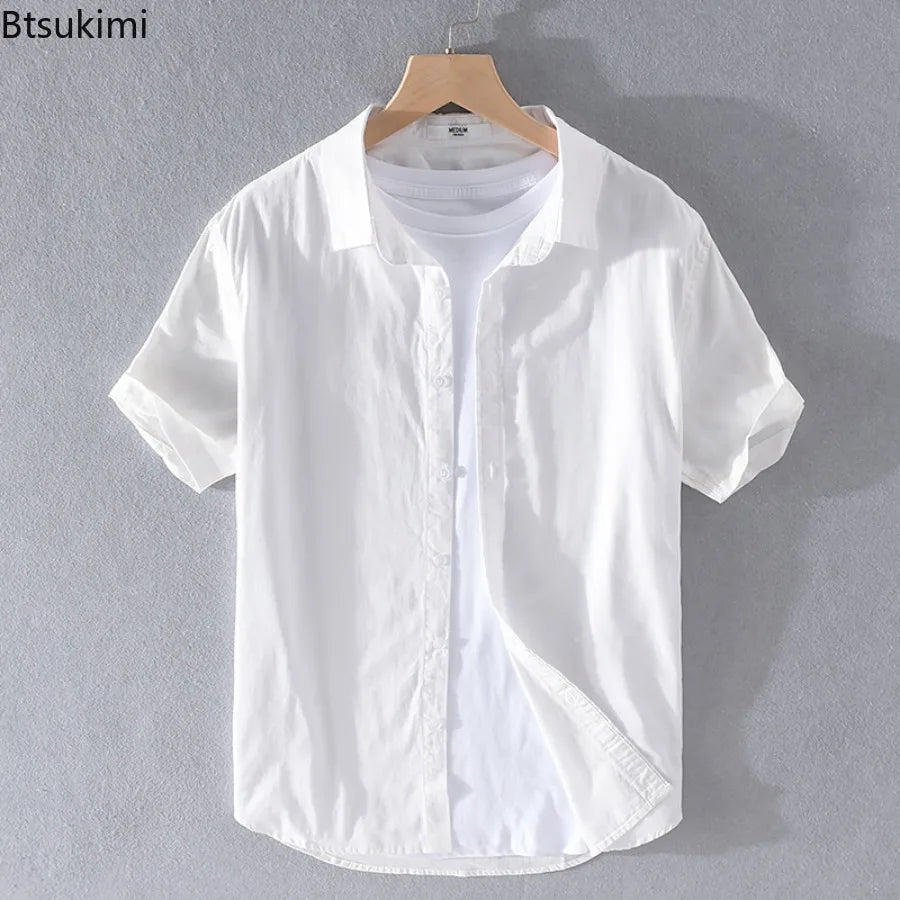 Camisa Clássica de Linho Manga Curta