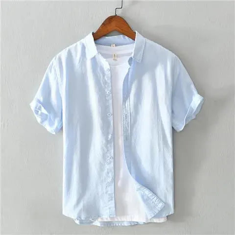 Camisa Clássica de Linho Manga Curta