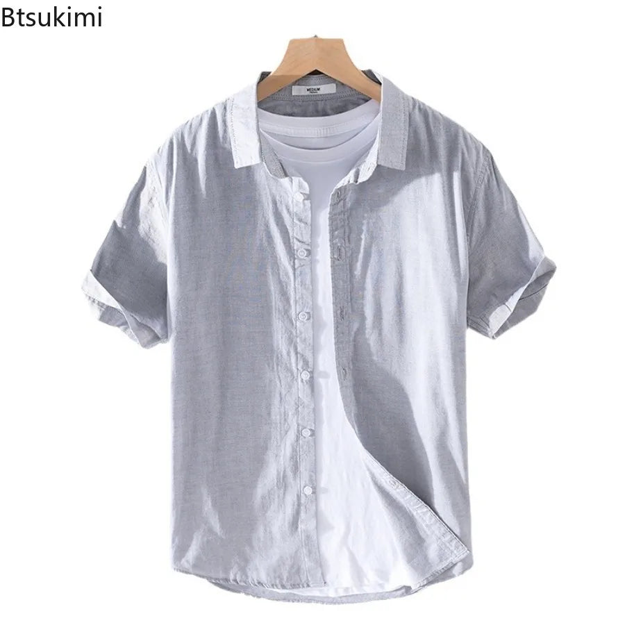 Camisa Clássica de Linho Manga Curta