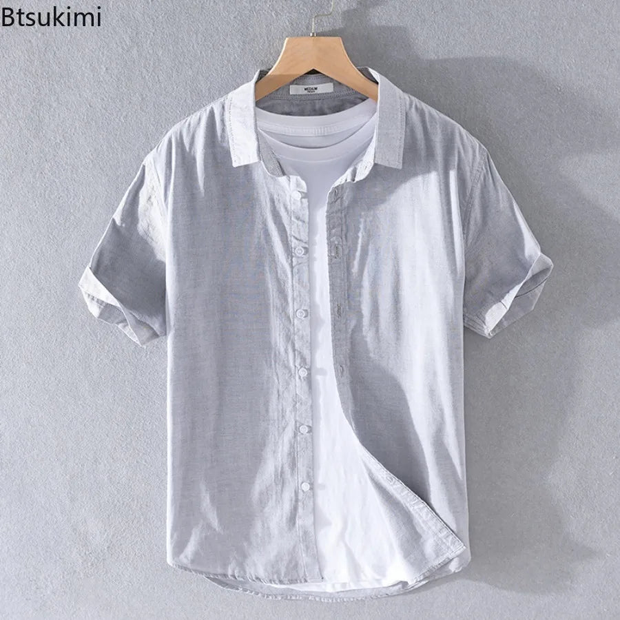 Camisa Clássica de Linho Manga Curta