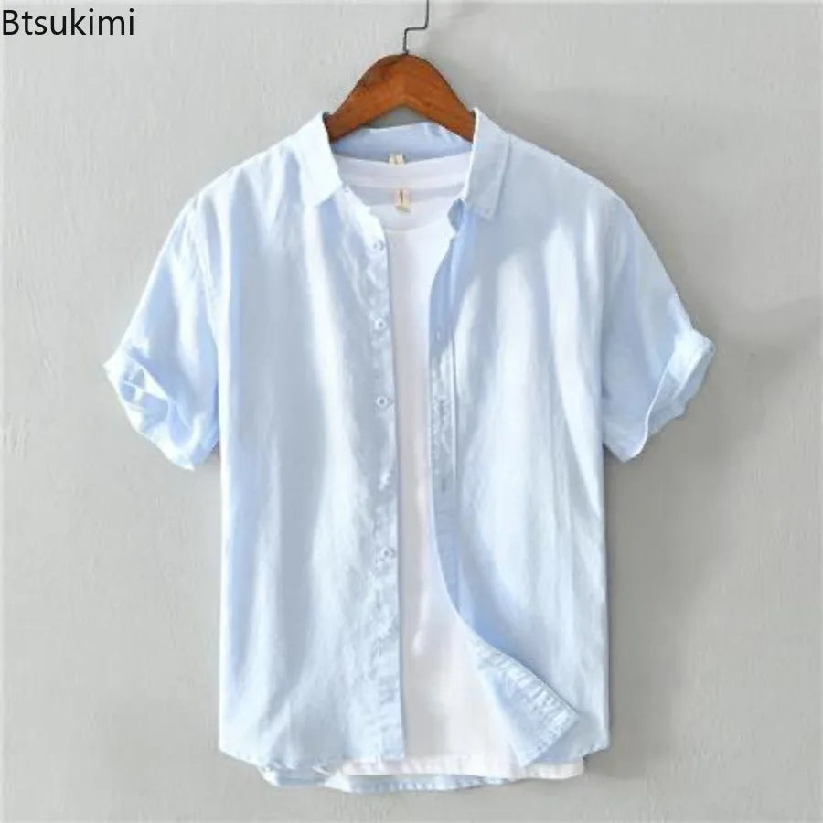 Camisa Clássica de Linho Manga Curta