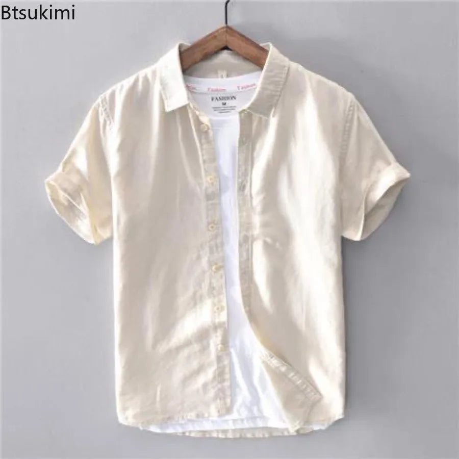 Camisa Clássica de Linho Manga Curta