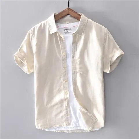 Camisa Clássica de Linho Manga Curta
